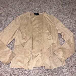 Premise Tan Open-Front Suede Blazer